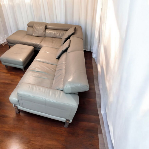 DESIGNER GENUINE LEATHER CORNER SOFA - LONDON DELIVERY AVAILABLE TODAY ( save thousands))