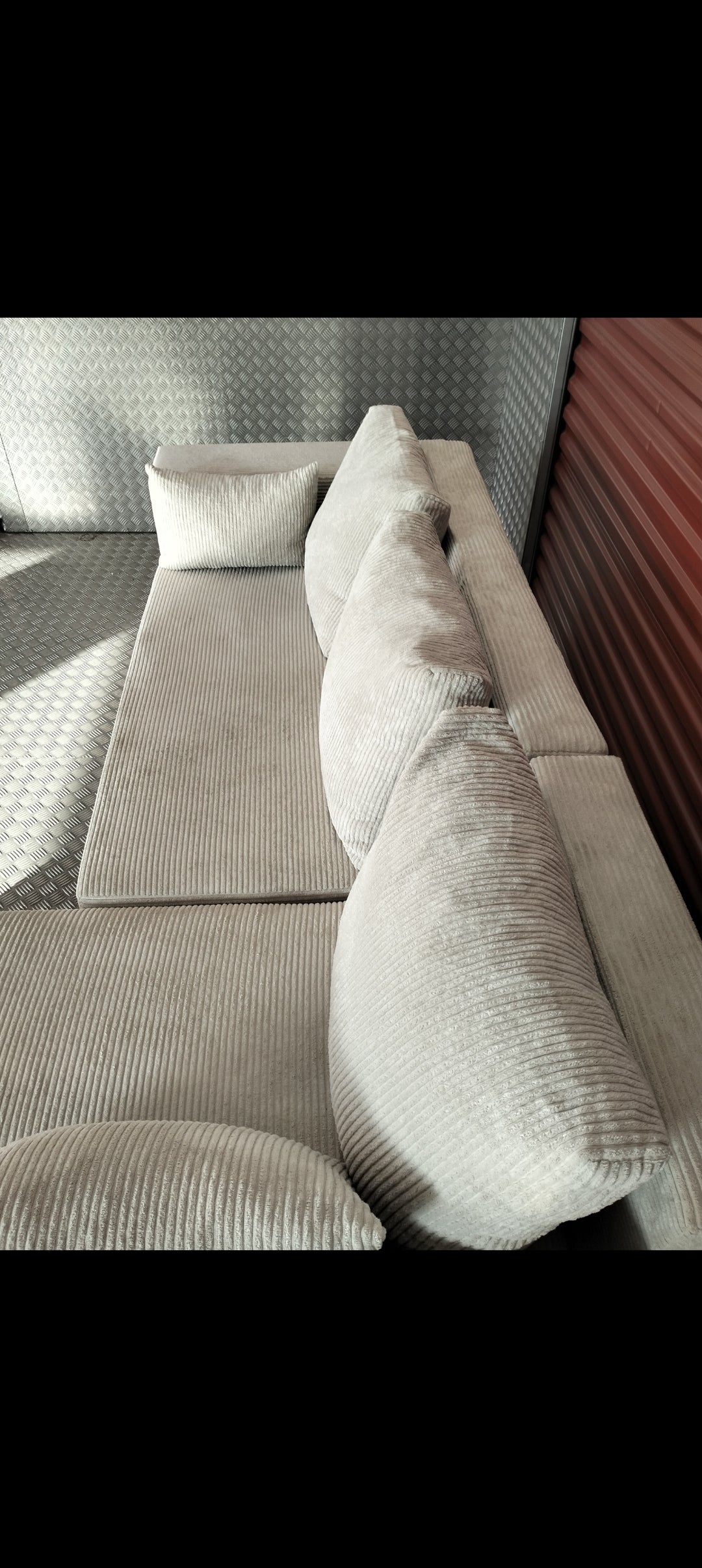 CREAM CORNER SOFA BED WITH STORAGE DELIVERY AVAILABLE TODAY