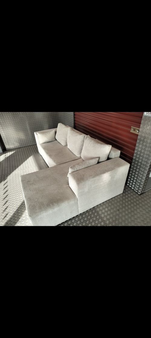 CREAM CORNER SOFA BED WITH STORAGE DELIVERY AVAILABLE TODAY