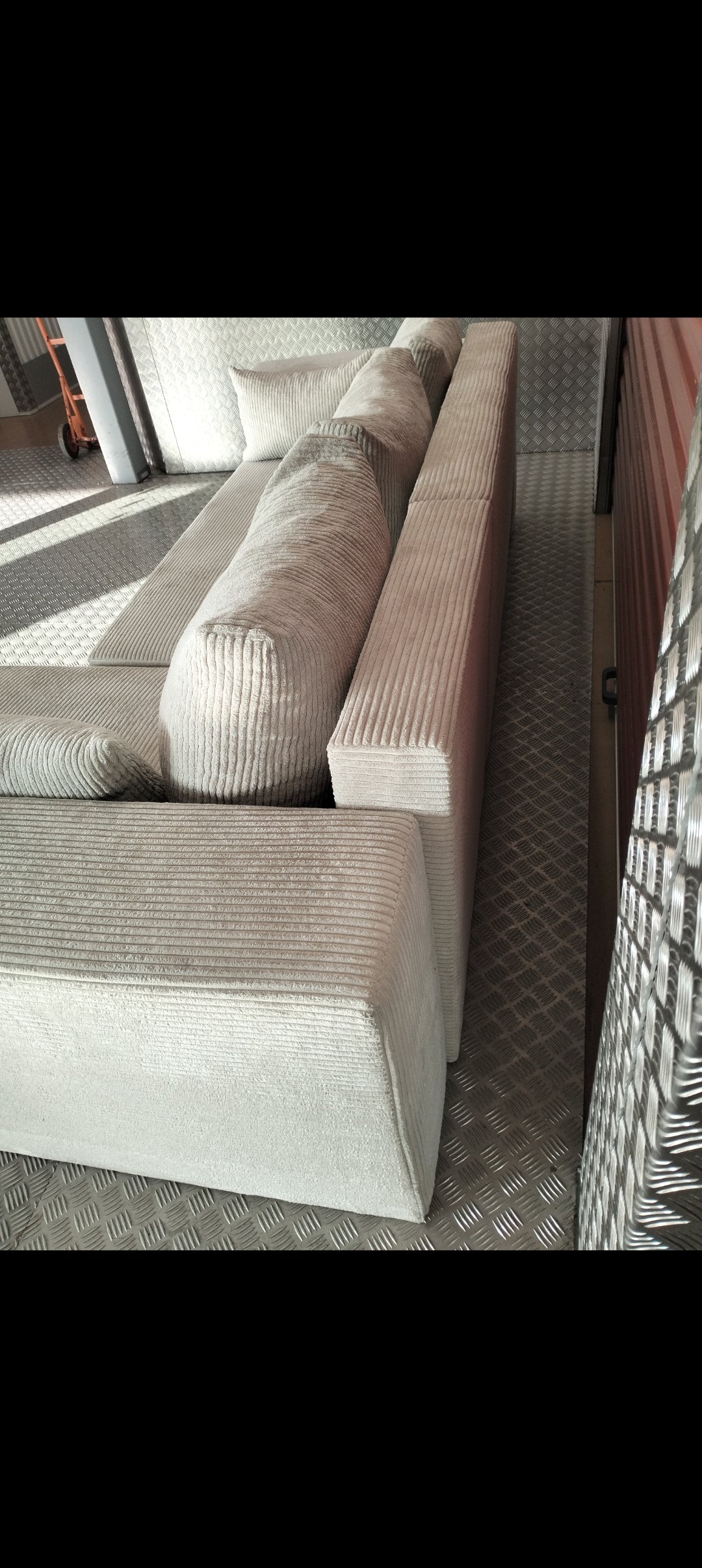 CREAM CORNER SOFA BED WITH STORAGE DELIVERY AVAILABLE TODAY